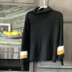 Turtleneck Sweater with fuzzy sleeves